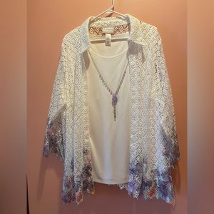 Alfred Dunner Kimono Cardigan and Blouse NWT - Size 20W